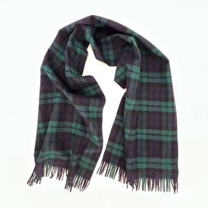 Vintage Pendleton Black Watch Tartan Plaid Wool Men’s Scarf Fringed Vtg EUC